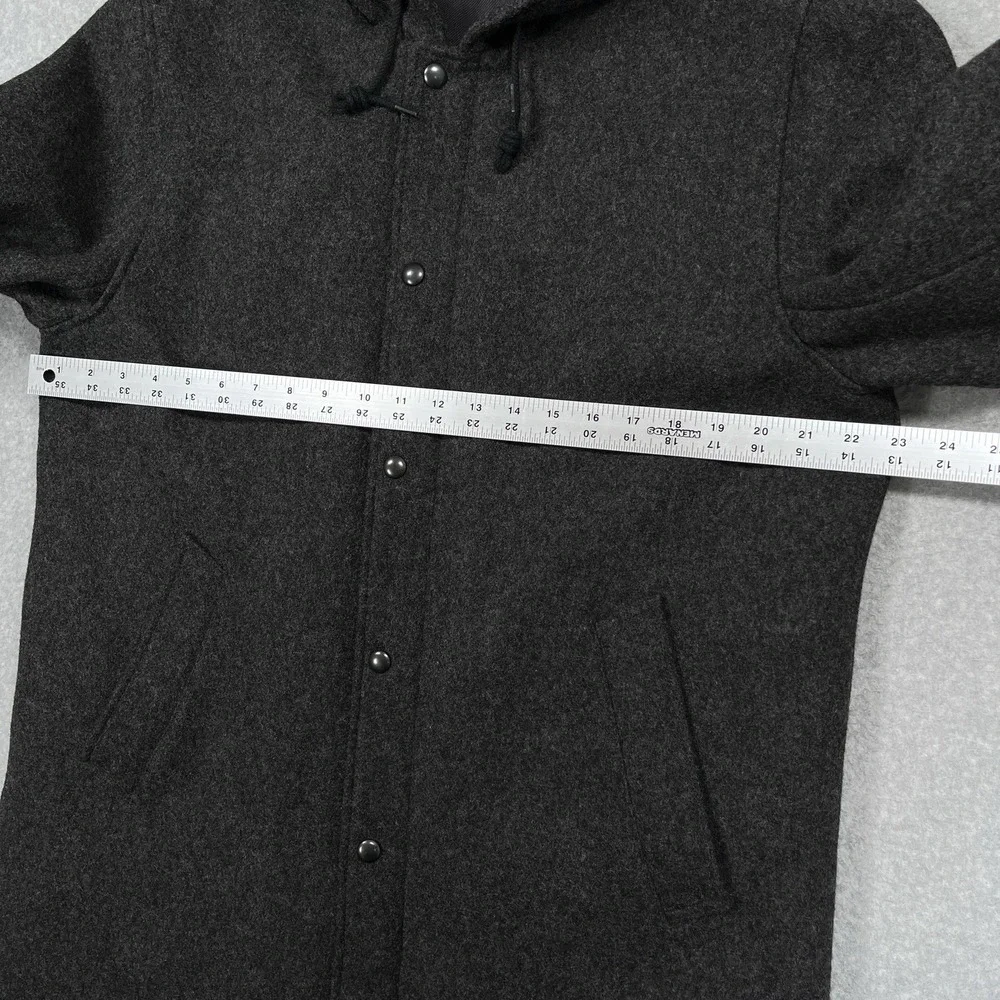 J Crew Hooded Wool Coach's Jacket Mens Large Charcoal Gray 3M Thinsulate Coat